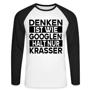 Cadeau de sarcasme drôle de blague - T-shirt baseball manches longues Homme - blanc/noir - Devant - Nik (191cm)
