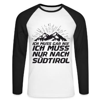 Südtirol Italien Berge Schnee Winterurlaub - Unisex Baseballshirt langarm - Weiß/Schwarz - Vorne - Nik (191cm)