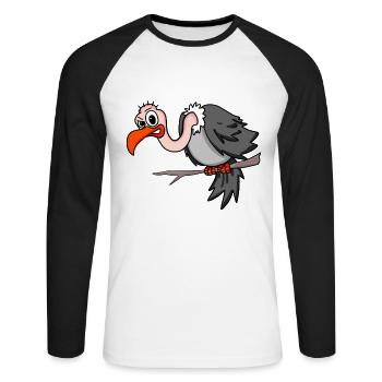 vautour - T-shirt baseball manches longues Homme - blanc/noir - Devant - Nik (191cm)