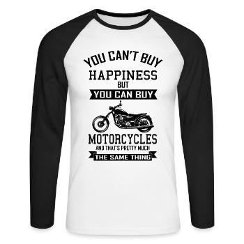 MOTORCYCLE FUNNY Gift Biker for Motorcyclists - Unisex Long Sleeve Baseball T-Shirt - white/black - Front - Nik (191cm)