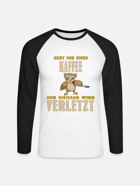 Eule Barista Lebensretter Kaffee Coffee Cappuccino - Unisex Baseballshirt langarm - Weiß/Schwarz
