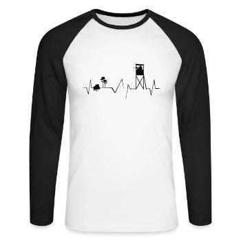 High hunting heartbeat - Hunter Keiler - Unisex Long Sleeve Baseball T-Shirt - white/black - Front - Nik (191cm)