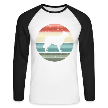 Cadeau rétro de chien de berger de frontière de chien de colley - T-shirt baseball manches longues Homme - blanc/noir - Devant - Nik (191cm)