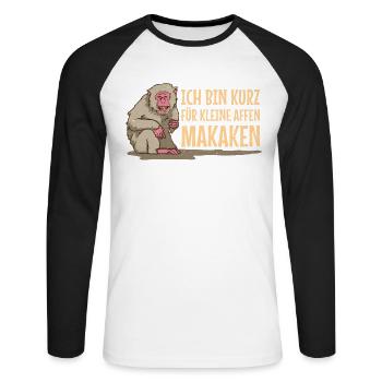 Affe ich bin kurz für kleine Affen Makaken Kacken - Unisex Baseballshirt langarm - Weiß/Schwarz - Vorne - Nik (191cm)