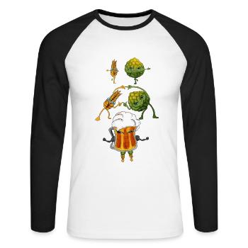 Handwerk Hopfen Weizen als Bier Fusion Tanz - Unisex Baseballshirt langarm - Weiß/Schwarz - Vorne - Nik (191cm)