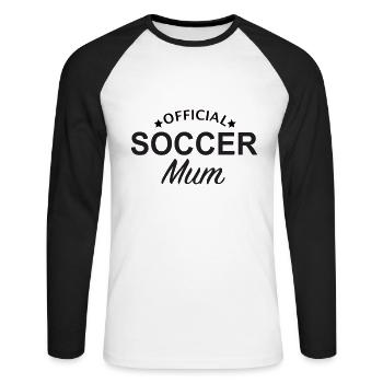 Soccer Mum - Unisex Long Sleeve Baseball T-Shirt - white/black - Front - Nik (191cm)