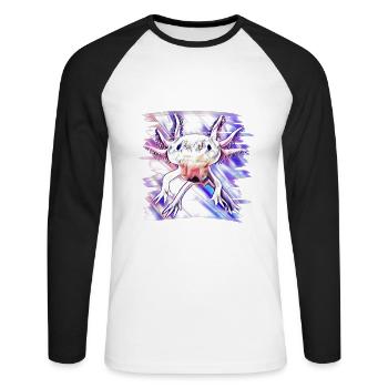 Axolotl - T-shirt baseball manches longues Homme - blanc/noir - Devant - Nik (191cm)