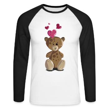 Teddy bear with heart teddy bear motif - Unisex Long Sleeve Baseball T-Shirt - white/black - Front - Nik (191cm)