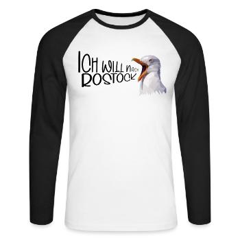 Rostock Urlaub Möwe Ostsee Küste Geschenk - Unisex Baseballshirt langarm - Weiß/Schwarz - Vorne - Nik (191cm)
