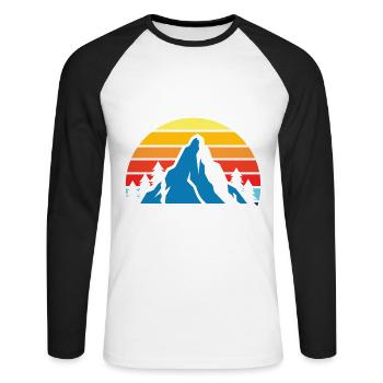 Der Weg ist das Ziel - Design für Wanderer - Unisex Baseballshirt langarm - Weiß/Schwarz - Vorne - Nik (191cm)