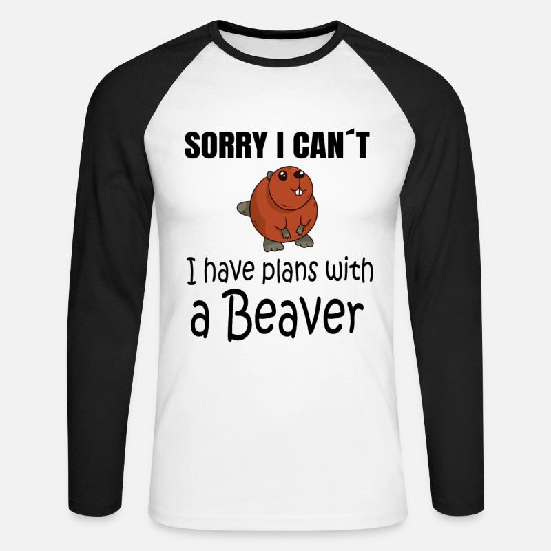 BEAVER: Plans with a Beaver - Unisex Baseballshirt langarm - Weiß/Schwarz