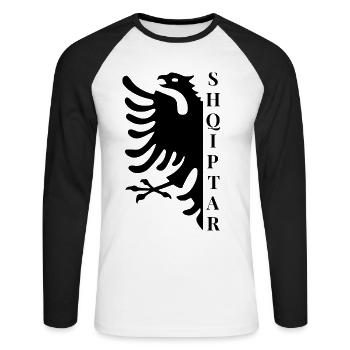 Albania Saying Funny Albanian Gift - Unisex Long Sleeve Baseball T-Shirt - white/black - Front - Nik (191cm)