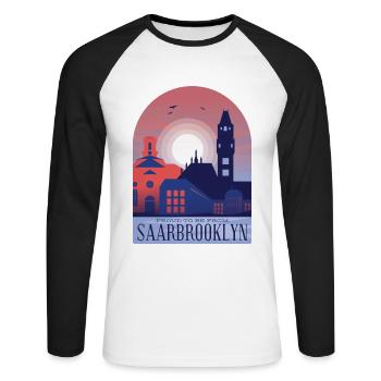 Sarrebruck Je suis fier de ma ville - T-shirt baseball manches longues Homme - blanc/noir - Devant - Nik (191cm)