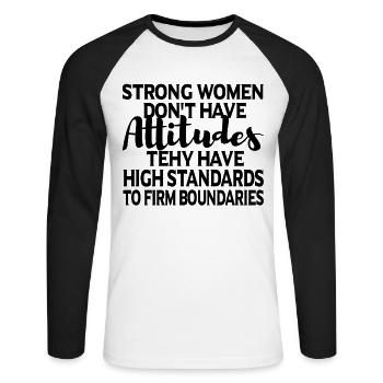 Cadeau féministe féministe féministe - T-shirt baseball manches longues Homme - blanc/noir - Devant - Nik (191cm)