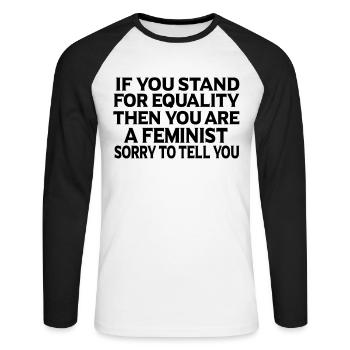 Cadeau féministe féministe féministe - T-shirt baseball manches longues Homme - blanc/noir - Devant - Nik (191cm)