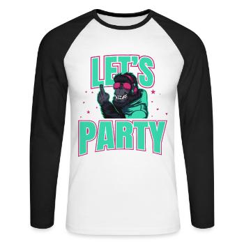 Let’s Party DJ Singe Fête Gorille Idée cadeau - T-shirt baseball manches longues Homme - blanc/noir - Devant - Nik (191cm)