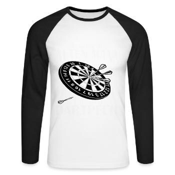 Dart Dartpfeil Alter Mann Dartspieler - Unisex Baseballshirt langarm - Weiß/Schwarz - Vorne - Nik (191cm)