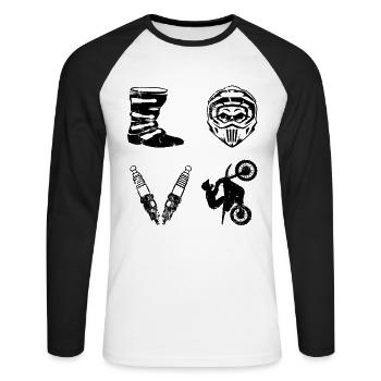 Idée cadeau Supercross Motocross LOVE dirt bike - T-shirt baseball manches longues Homme - blanc/noir - Devant - Nik (191cm)