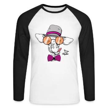 Hipster giraffe - Unisex Long Sleeve Baseball T-Shirt - white/black - Front - Nik (191cm)