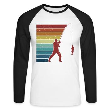 Pêcheurs À La Cuillère Pêcheurs En Haute Mer - T-shirt baseball manches longues Homme - blanc/noir - Devant - Nik (191cm)
