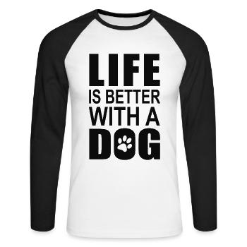 Hunde Motiv mit Hundespruch für Hundehalter - Unisex Baseballshirt langarm - Weiß/Schwarz - Vorne - Nik (191cm)