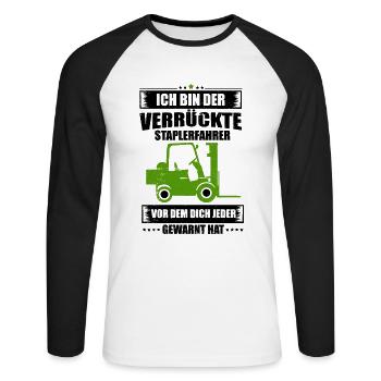 Staplerfahrer - Unisex Baseballshirt langarm - Weiß/Schwarz - Vorne - Nik (191cm)