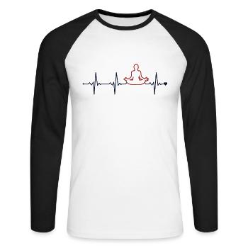 Yoga Heartbeat Hatha Yoga Ashtanga Yoga Kundalini - T-shirt baseball manches longues Homme - blanc/noir - Devant - Nik (191cm)