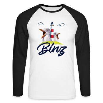 Binz Ostsee Rügen Sommerurlaub Küste Geschenke - Unisex Baseballshirt langarm - Weiß/Schwarz - Vorne - Nik (191cm)