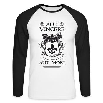 Noir Aut Vincere Aut Mori - T-shirt baseball manches longues Homme - blanc/noir - Devant - Nik (191cm)