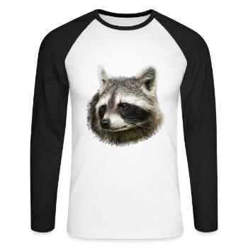 Raccoon scales illustration design gift - Unisex Long Sleeve Baseball T-Shirt - white/black - Front - Nik (191cm)