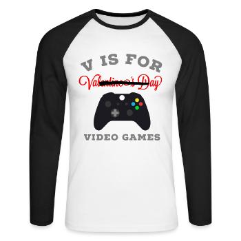 Saint-Valentin, Saint-Valentin, Saint-Valentin - T-shirt baseball manches longues Homme - blanc/noir - Devant - Nik (191cm)