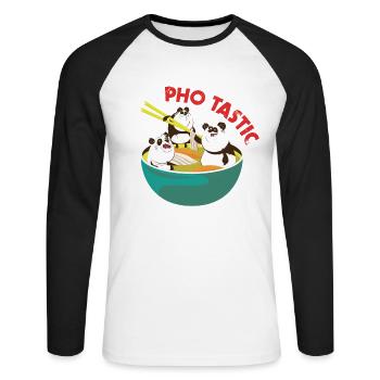 Pho Tastic Vietnam Panda Asien Suppe - Unisex Baseballshirt langarm - Weiß/Schwarz - Vorne - Nik (191cm)