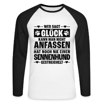 Schweizer Sennenhund streicheln Bauernhund Spruch - Unisex Baseballshirt langarm - Weiß/Schwarz - Vorne - Nik (191cm)