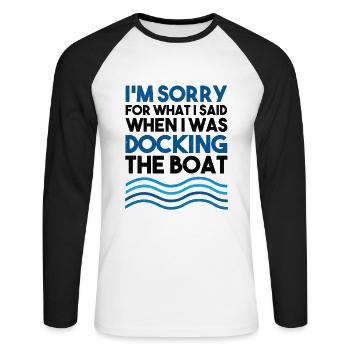 Boot Segeln Bootsführerschein Angeln Meer - Unisex Baseballshirt langarm - Weiß/Schwarz - Vorne - Nik (191cm)