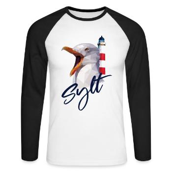 Sylt Westerland North Sea island gift - Unisex Long Sleeve Baseball T-Shirt - white/black - Front - Nik (191cm)