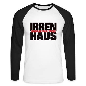 Anstaltsleitung Irrenhaus Chef Familie Geschenk - Unisex Baseballshirt langarm - Weiß/Schwarz - Vorne - Nik (191cm)