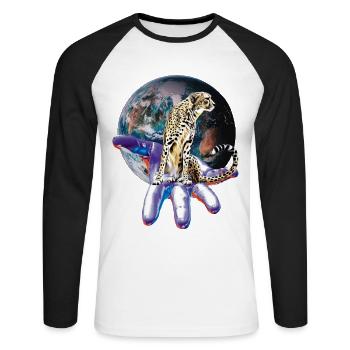 Guépard - T-shirt baseball manches longues Homme - blanc/noir - Devant - Nik (191cm)