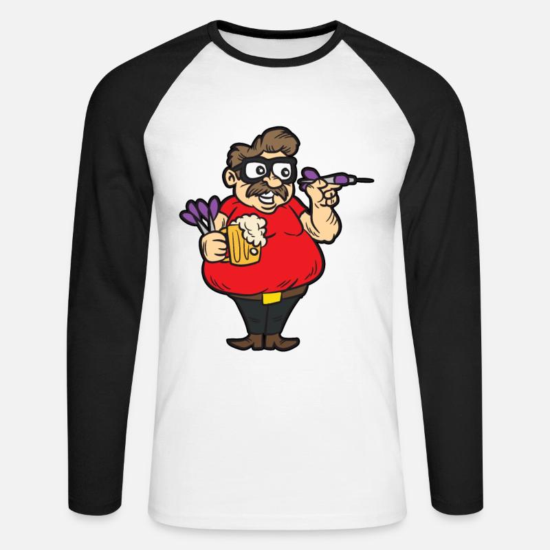 Bier und Darts - Unisex Baseballshirt langarm - Weiß/Schwarz