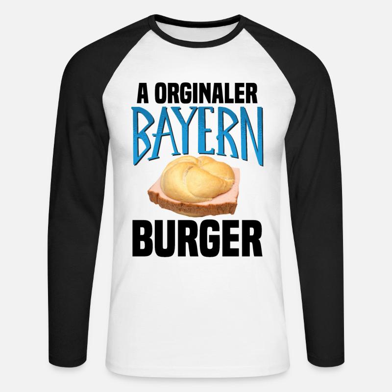 Bayern Leberkäse Fleischsemmel Leberkassemmel - Unisex Baseballshirt langarm - Weiß/Schwarz