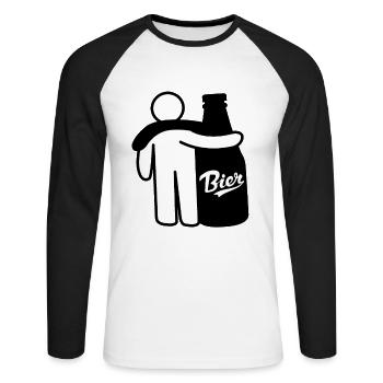 Beer bottle stick figure beer friends beer mate - Unisex Long Sleeve Baseball T-Shirt - white/black - Front - Nik (191cm)