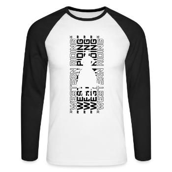 WESTERN RIDING HORSE RIDING RIDER RIDER - Unisex Long Sleeve Baseball T-Shirt - white/black - Front - Nik (191cm)