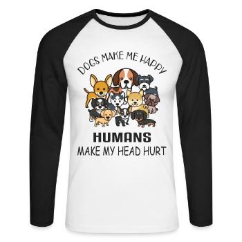 Dogs make me happy - dogs - Unisex Long Sleeve Baseball T-Shirt - white/black - Front - Nik (191cm)