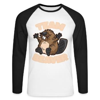 Team Beaver - Unisex Long Sleeve Baseball T-Shirt - white/black - Front - Nik (191cm)