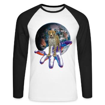 Guépard - T-shirt baseball manches longues Homme - blanc/noir - Devant - Nik (191cm)