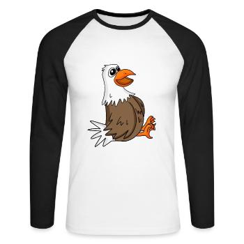 Mouette mignon - T-shirt baseball manches longues Homme - blanc/noir - Devant - Nik (191cm)