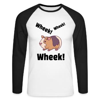 GUINEA PIG GUINEA: Wheek! Wheek! - Unisex Long Sleeve Baseball T-Shirt - white/black - Front - Nik (191cm)