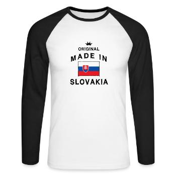 Fabriqué en drapeau drapeau Slovaquie - T-shirt baseball manches longues Homme - blanc/noir - Devant - Nik (191cm)