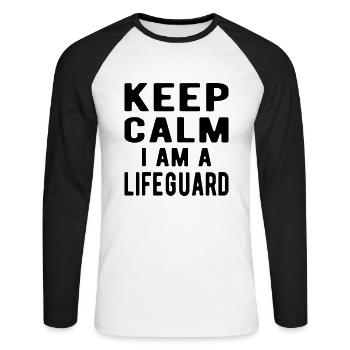Lifeguard : Keep calm I am a Lifeguard - Unisex Baseballshirt langarm - Weiß/Schwarz - Vorne - Nik (191cm)