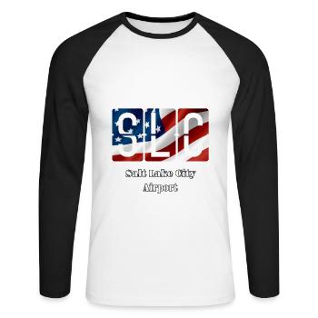 Flughafen Salt Lake City - Unisex Baseballshirt langarm - Weiß/Schwarz - Vorne - Nik (191cm)