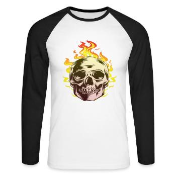 Burn skull design fun gift - Unisex Long Sleeve Baseball T-Shirt - white/black - Front - Nik (191cm)